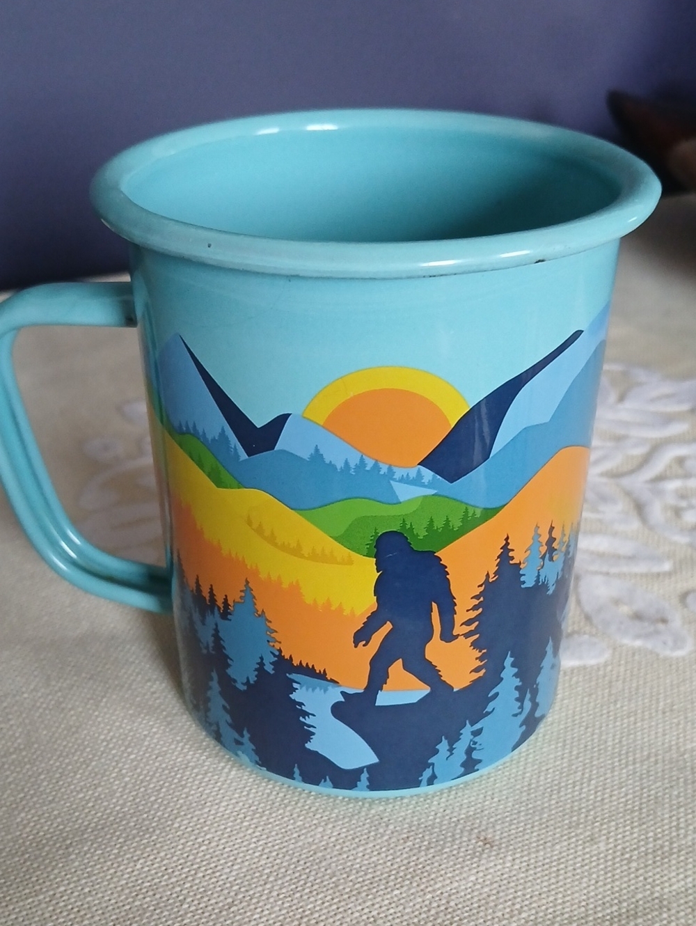 Wilcor Collection Turquoise Scenic Bigfoot Camping Mug